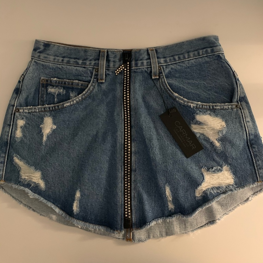 LF Carmar denim rhinestone skirt